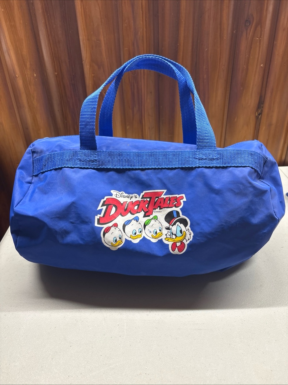 Vintage Disney Duck Tales Duffle Bag Blue Kids youth small 13” Long 1990s 90s